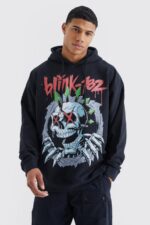 oversized blink 182 skeleton license hoodie