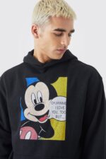 oversized mickey mouse love license hoodie
