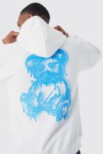 regular fit spray on teddy graphic hoodie